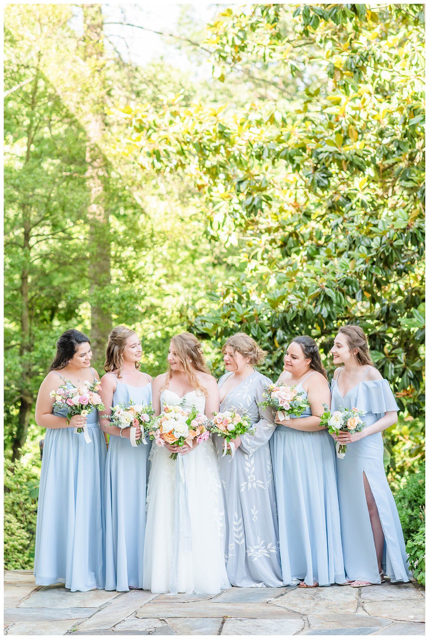 Light Blue Bridesmaid Dresses | Summer Garden Wedding | Summer Bridesmaid Dresses | Bridgerton inspired wedding 