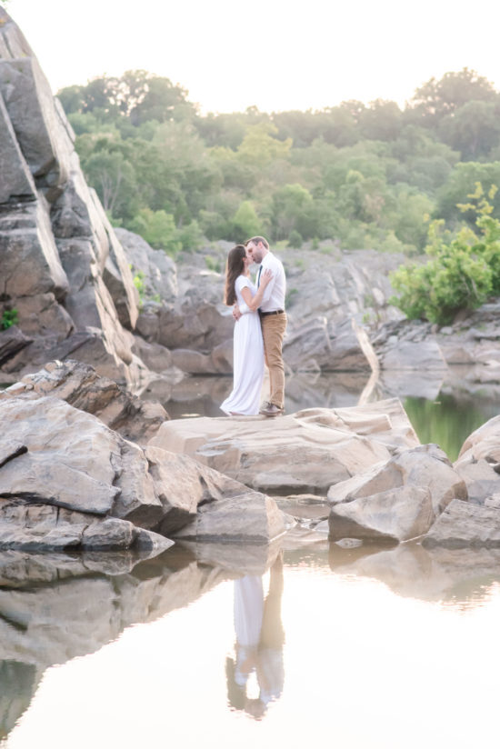 Romantic Great Falls National Park Engagement session in DC at sunset