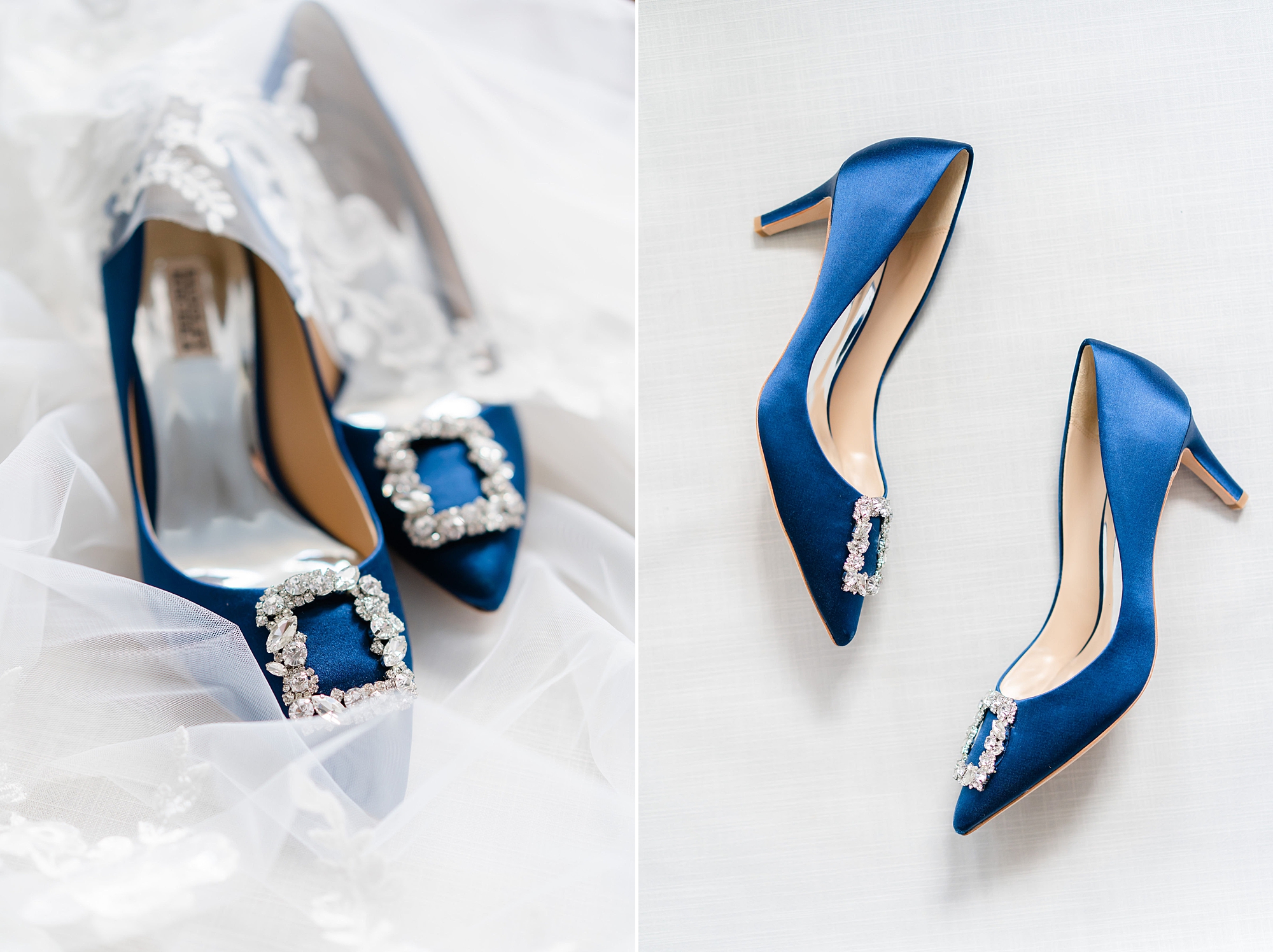 bride's blue shoes for Baltimore Museum of Art wedding