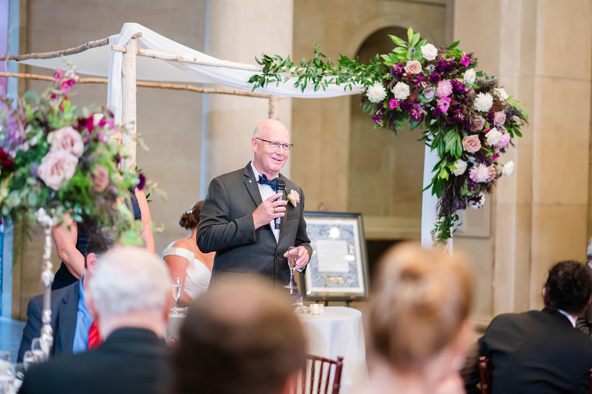 dad gives speech during wedding reception in Baltimore MD