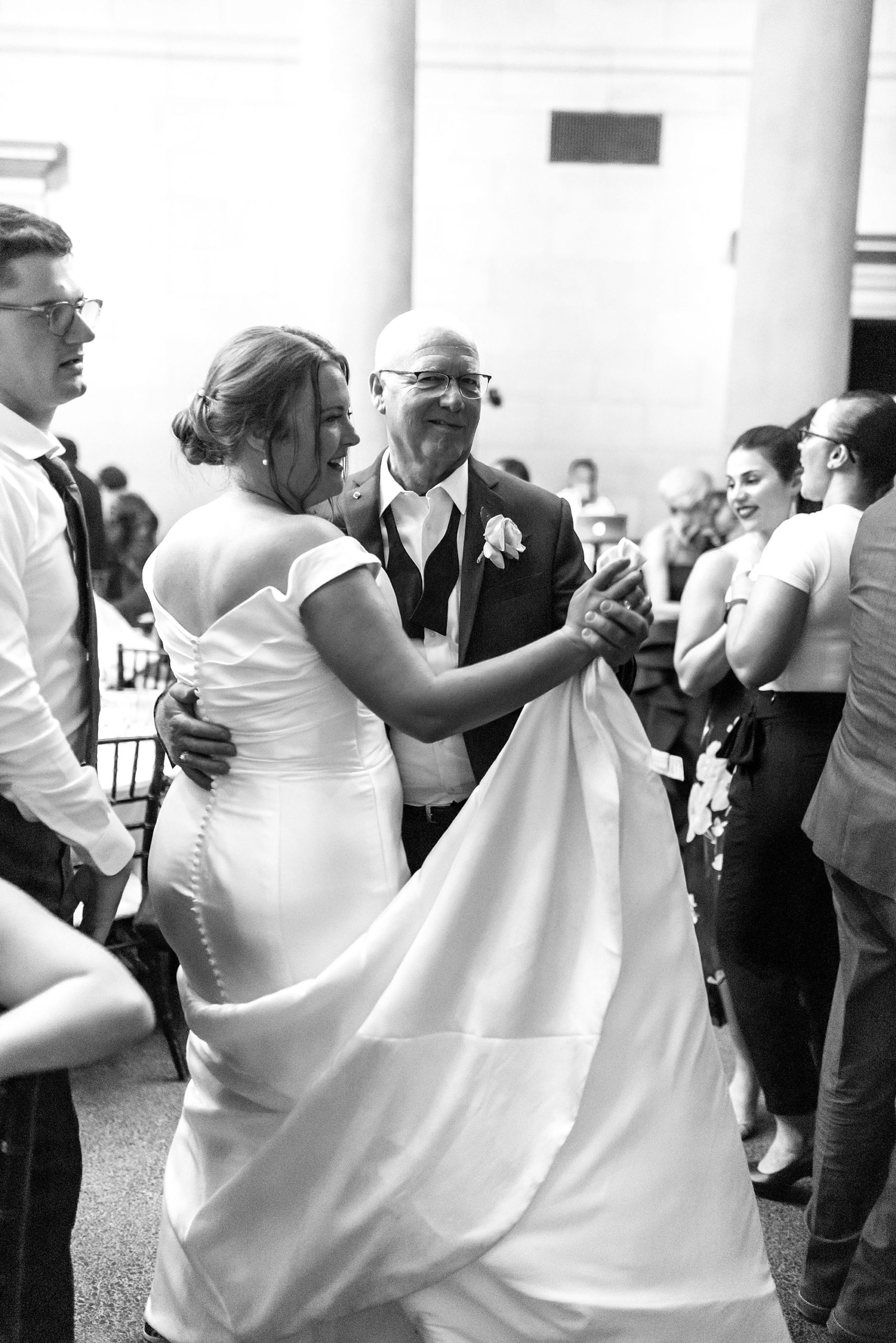 bride dances with dad during wedding reception in Baltimore MD