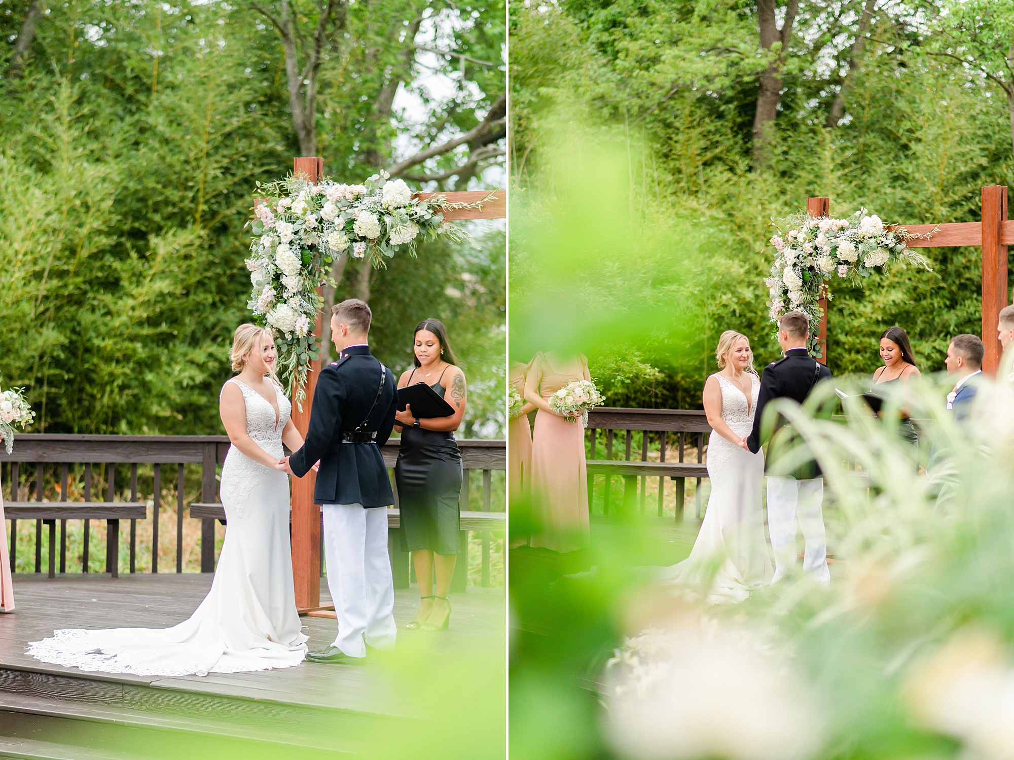 waterfront wedding ceremony in Edgewater MD for young couple
