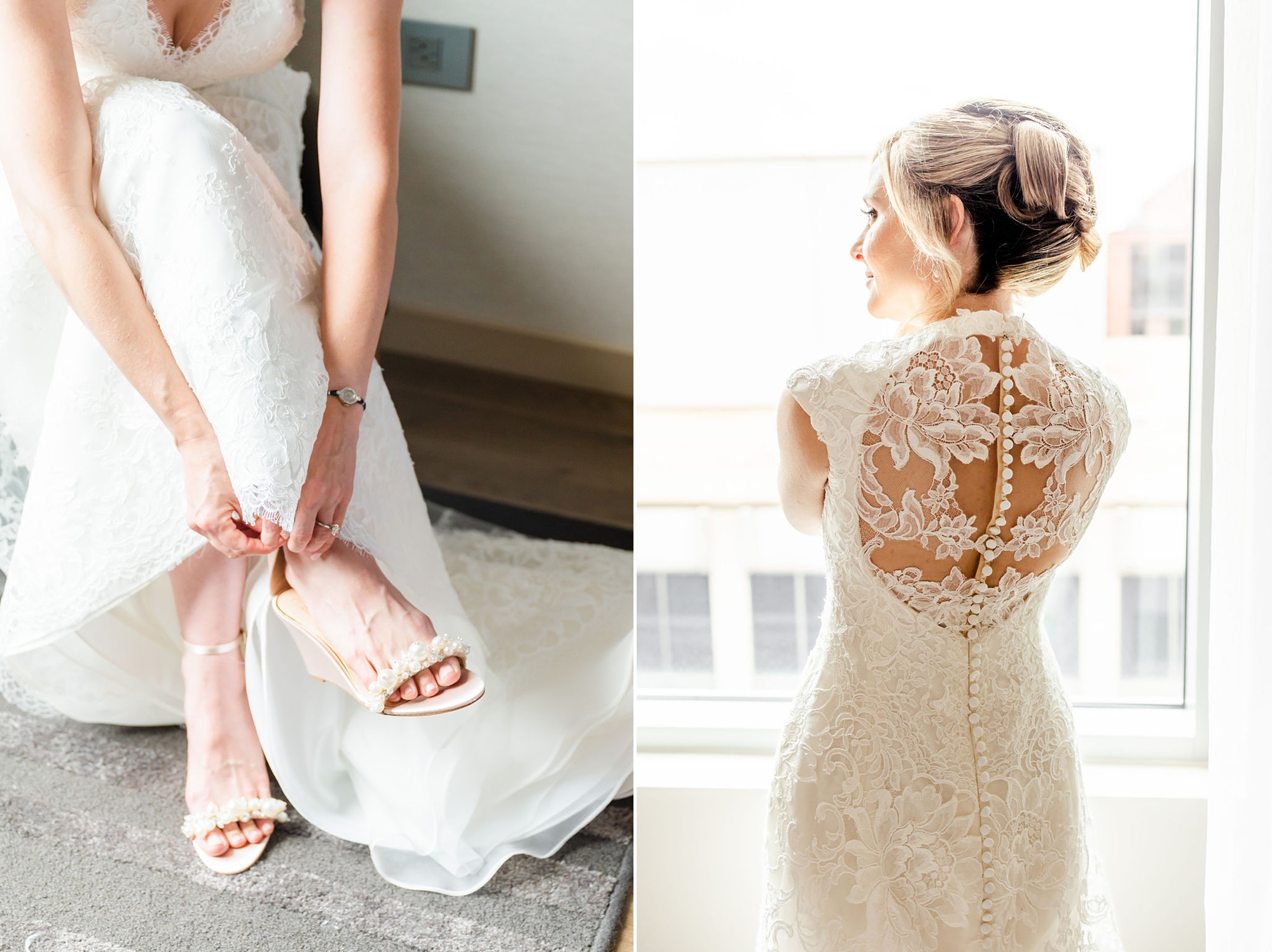 lace back on bride's wedding gown