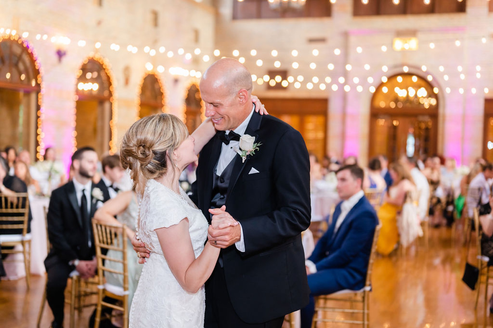 bride and groom have first dance during DC wedding reception