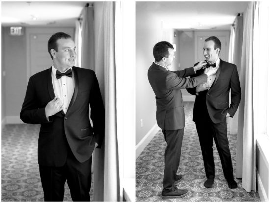 Best man helps the groom get ready